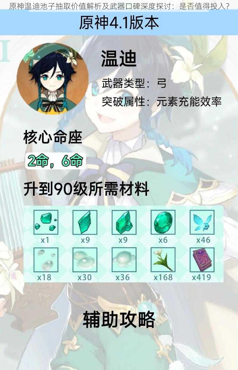 原神温迪池子抽取价值解析及武器口碑深度探讨:是否值得投入?